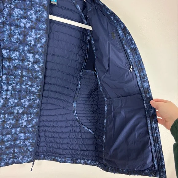 Eddie Bauer First Ascent Goose Down 800 Puffer Jacket Women’s Size M Blue Hooded - Picture 8 of 9